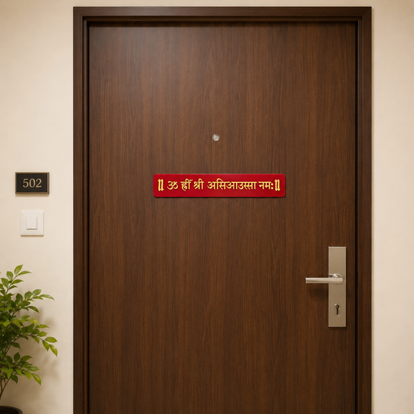 Om Hrim Shree A Si AA Su Mantra Frame for Door | Jain Vastu & Prosperity Frame