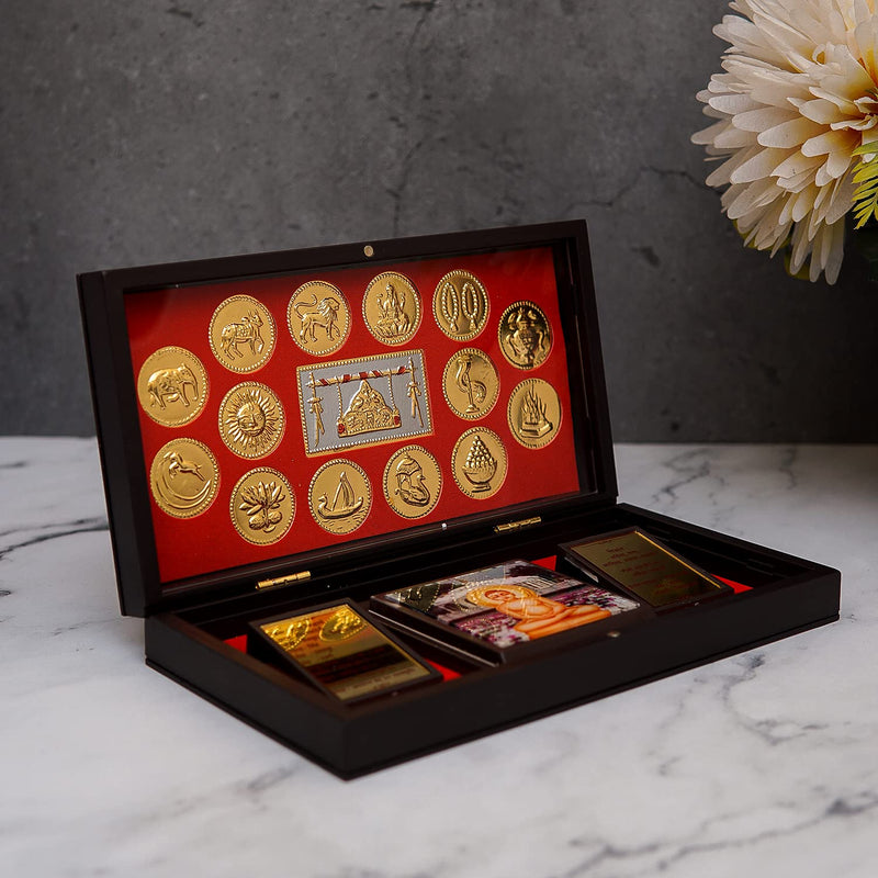 Gold plated Mahavir Swami Jain religious gift box