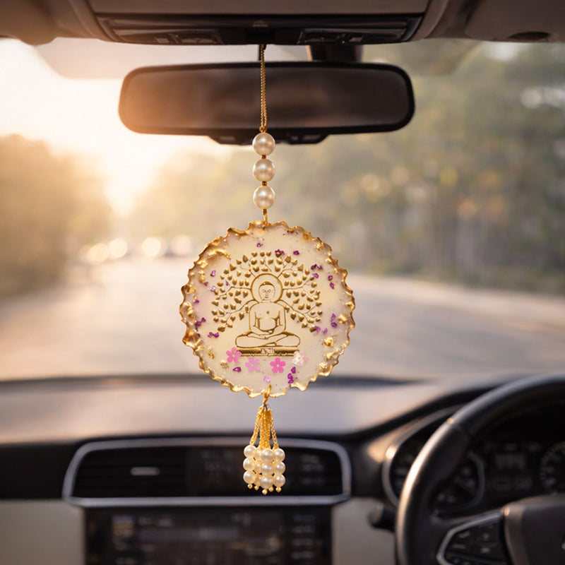 Jain Car Hanging – Navkar Mantra & Bhagwan Mahaveer made by Resin