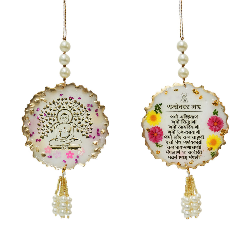 Jain Car Hanging – Navkar Mantra & Bhagwan Mahaveer made by Resin