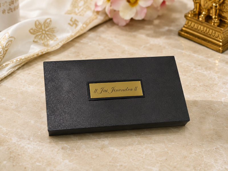 Shatrunjay Tirth Golden Artwork with Siddhachakra Jain Spiritual Gift Box