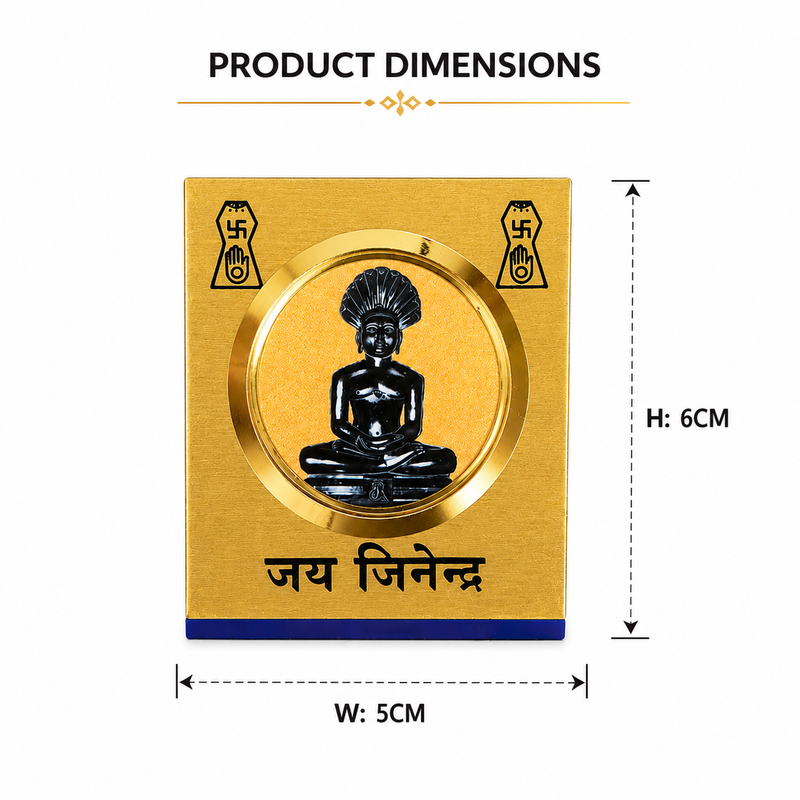 Jain Parshwanath Bhagwan golden stand with yellow background