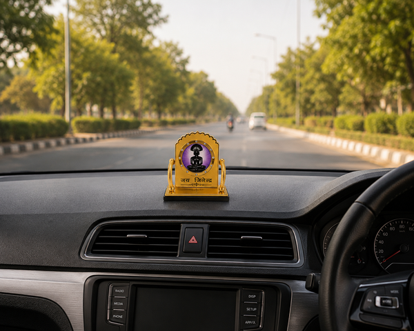 Parshwanath Bhagwan Golden Dashboard Stand | Purple Background Jain Car & Office Decor
