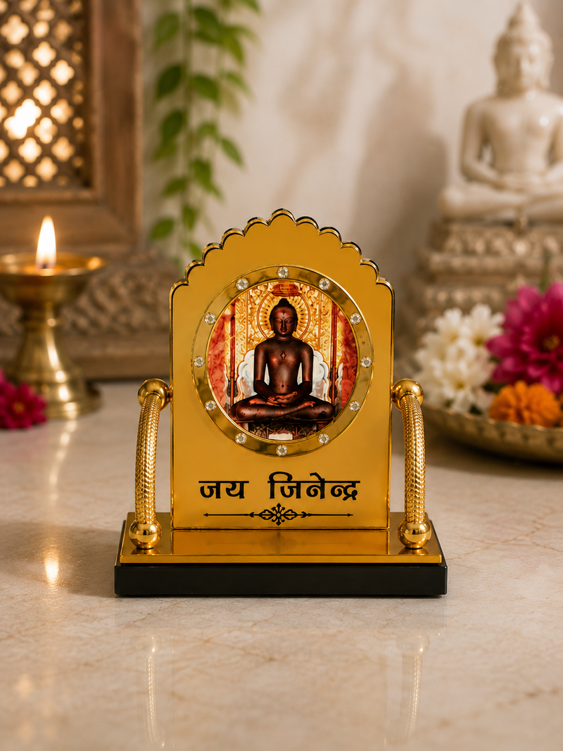 Jain Sattva Mahavir Bhagwan Dashboard Decor for Home Temple, Office Desk, Shop Counter and Meditation Space
