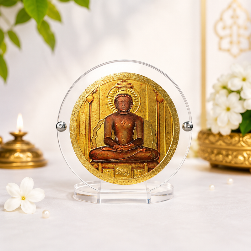 Gold plated Mahavir Bhagwan photo