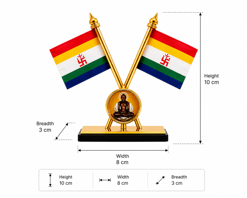 Jian Flag wit lord mahaveer car dashboard