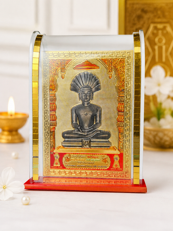 Golden Plated Parshwanath Bhagwan Mini Temple for Car Dashboard