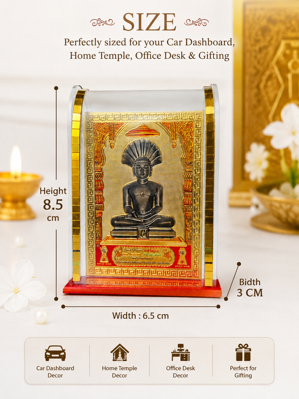 Golden Plated Parshwanath Bhagwan Mini Temple for Car Dashboard, Home & Office