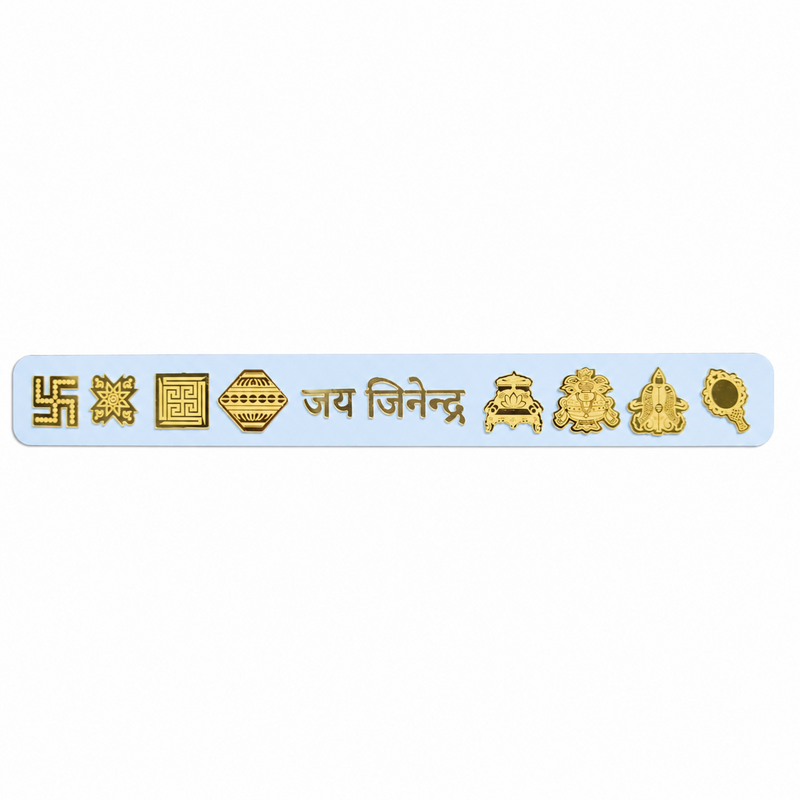 Asthamangal Patti with Jai Jinendra Shwetambar Acrylic Frame on White Background