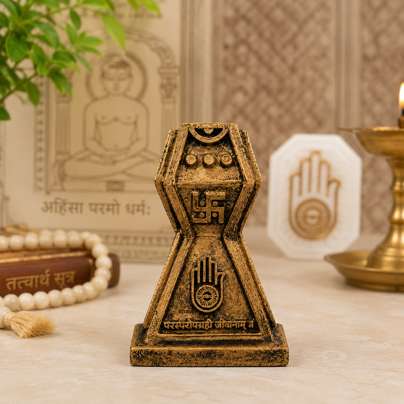 Premium Jain Emblem Spiritual Desk Decor with Jain Symbol