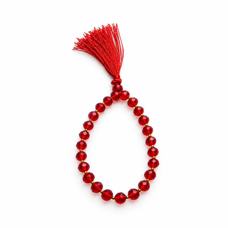 27 Beads Red Jain Mala for Navkar Mantra Jaap and Pooja