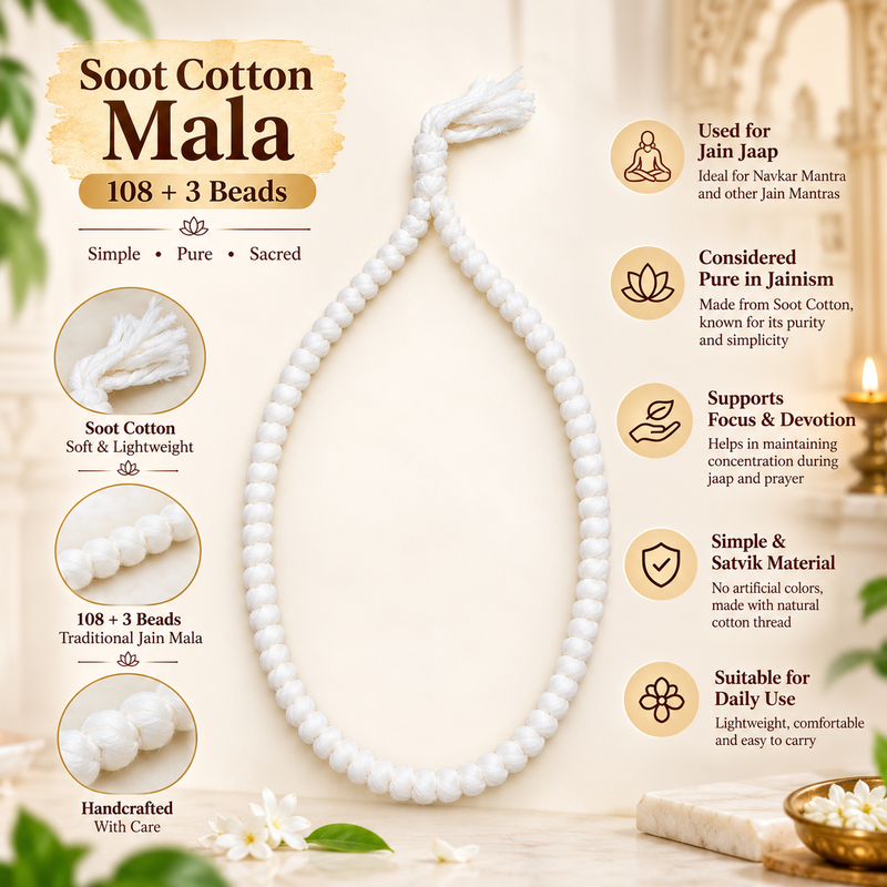 White cotton thread Jain mala for Navkar Mantra jaap