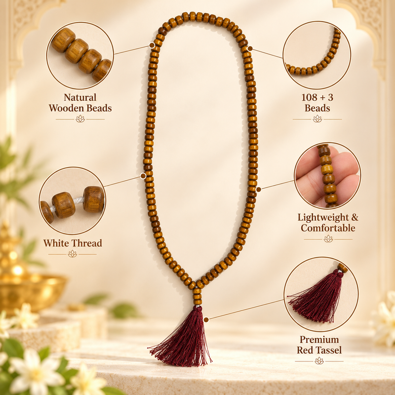Wooden Jain Mala by Jain Sattva for Spiritual Practice and Gifting